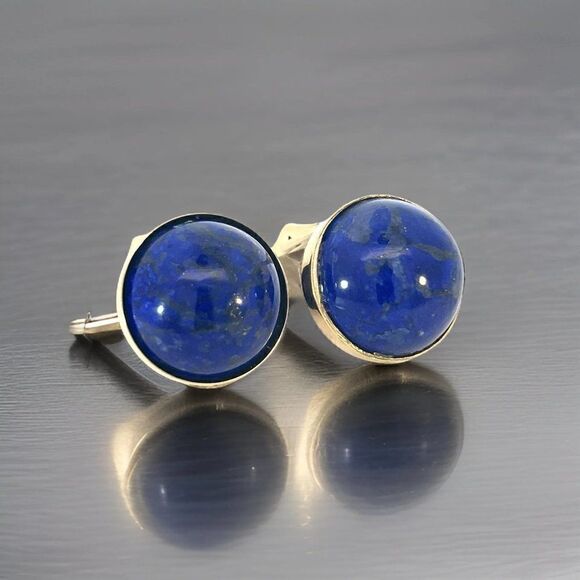 Natural Lapis Lazuli Cufflinks 14k Y Gold 40 CTW Certified 311039 - Picture 3 of 14